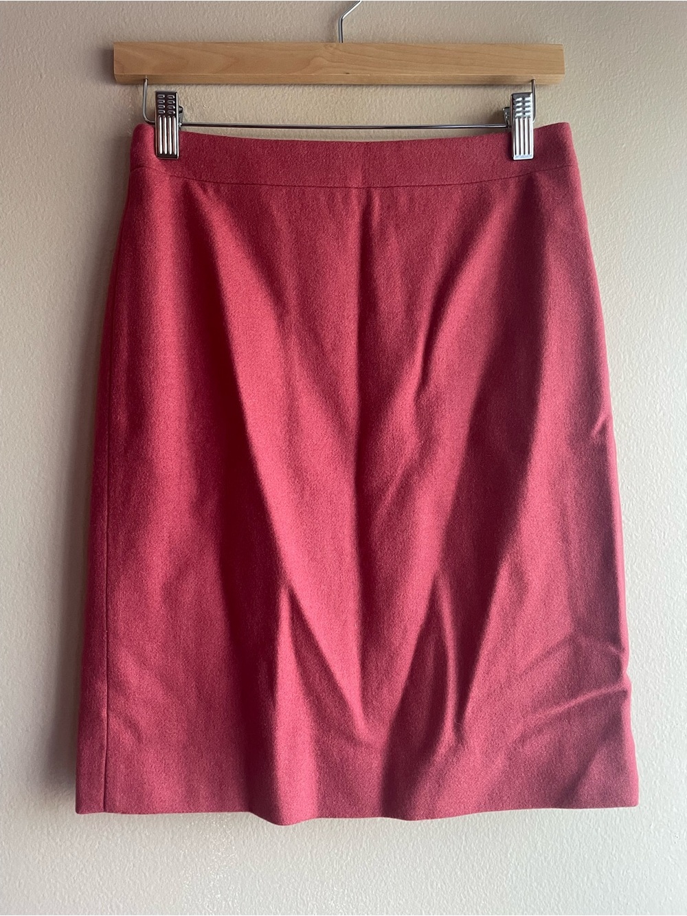 New J.CREW Women’s Pencil Skirt Pink Wool Viscose Lined Zip Knee Length Size 0